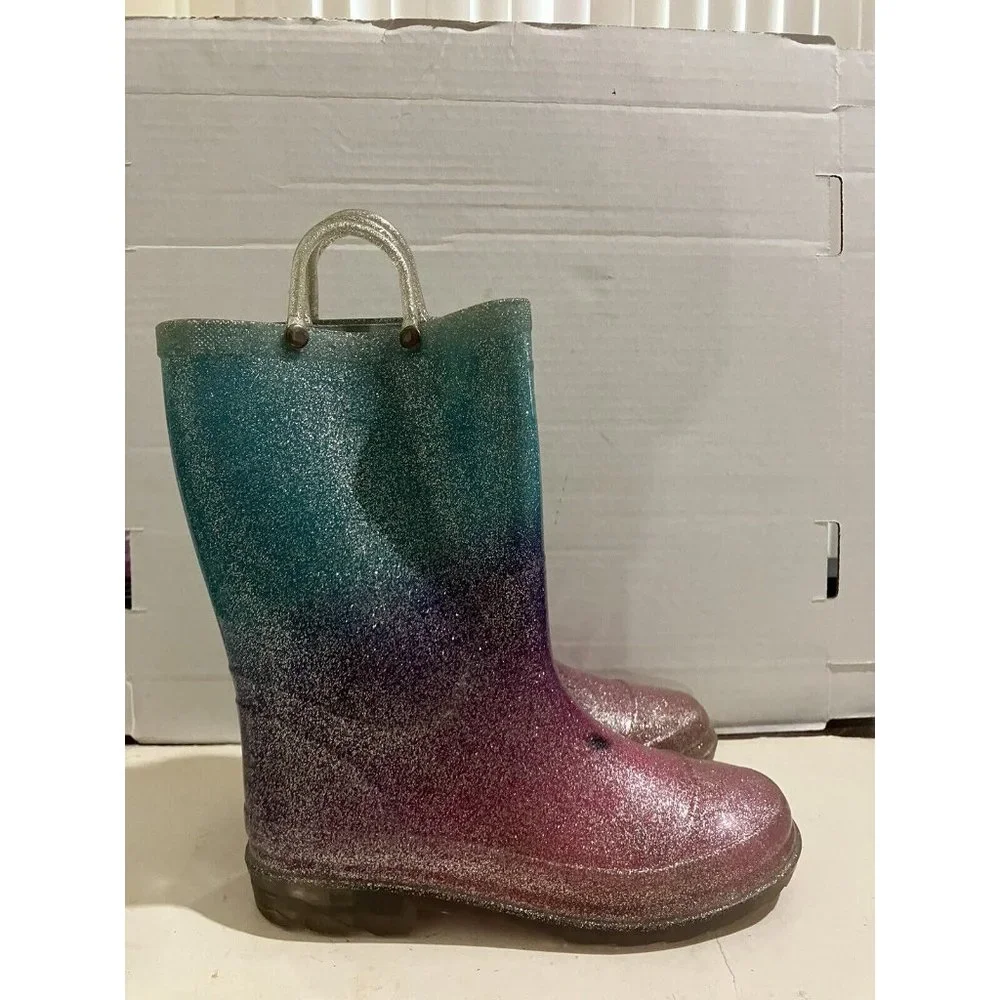 Western Chief Kids Glitter Ombre Rain Boots - Pink to Teal